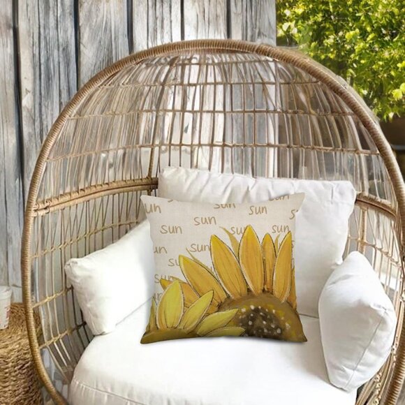 Summer Decorative Pillow Covers Throw Cases Farmhouse Accent Floral Decor 18" - Picture 3 of 4